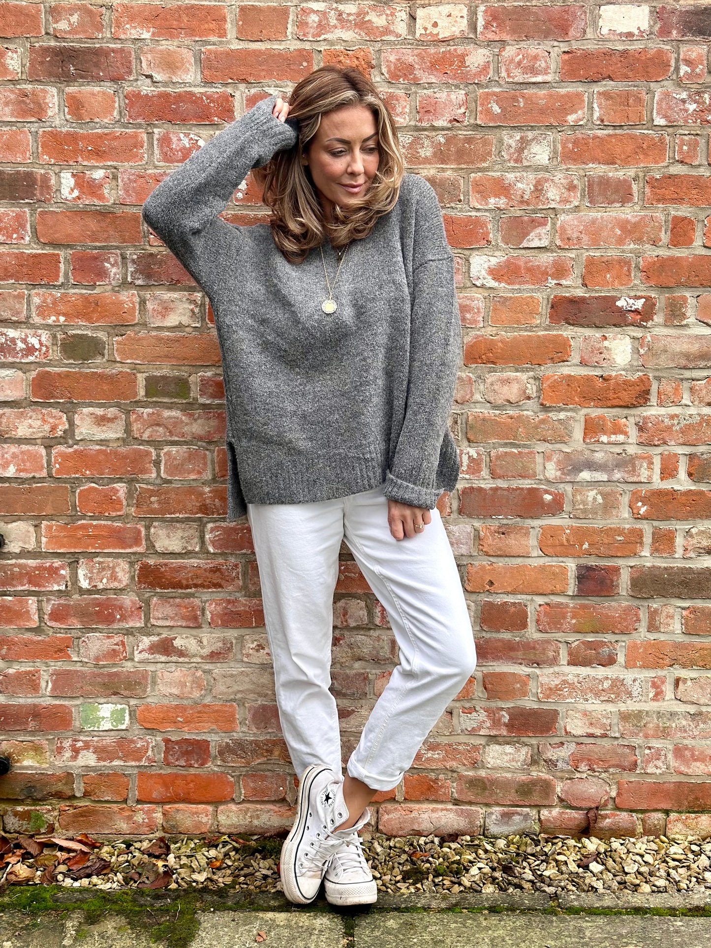 Charcoal V-neck Knit