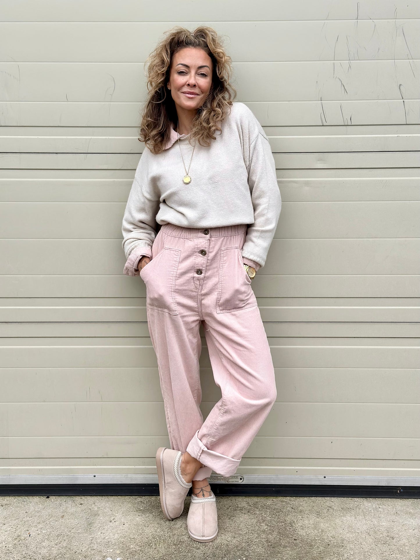 Pink Cord Jumpsuit
