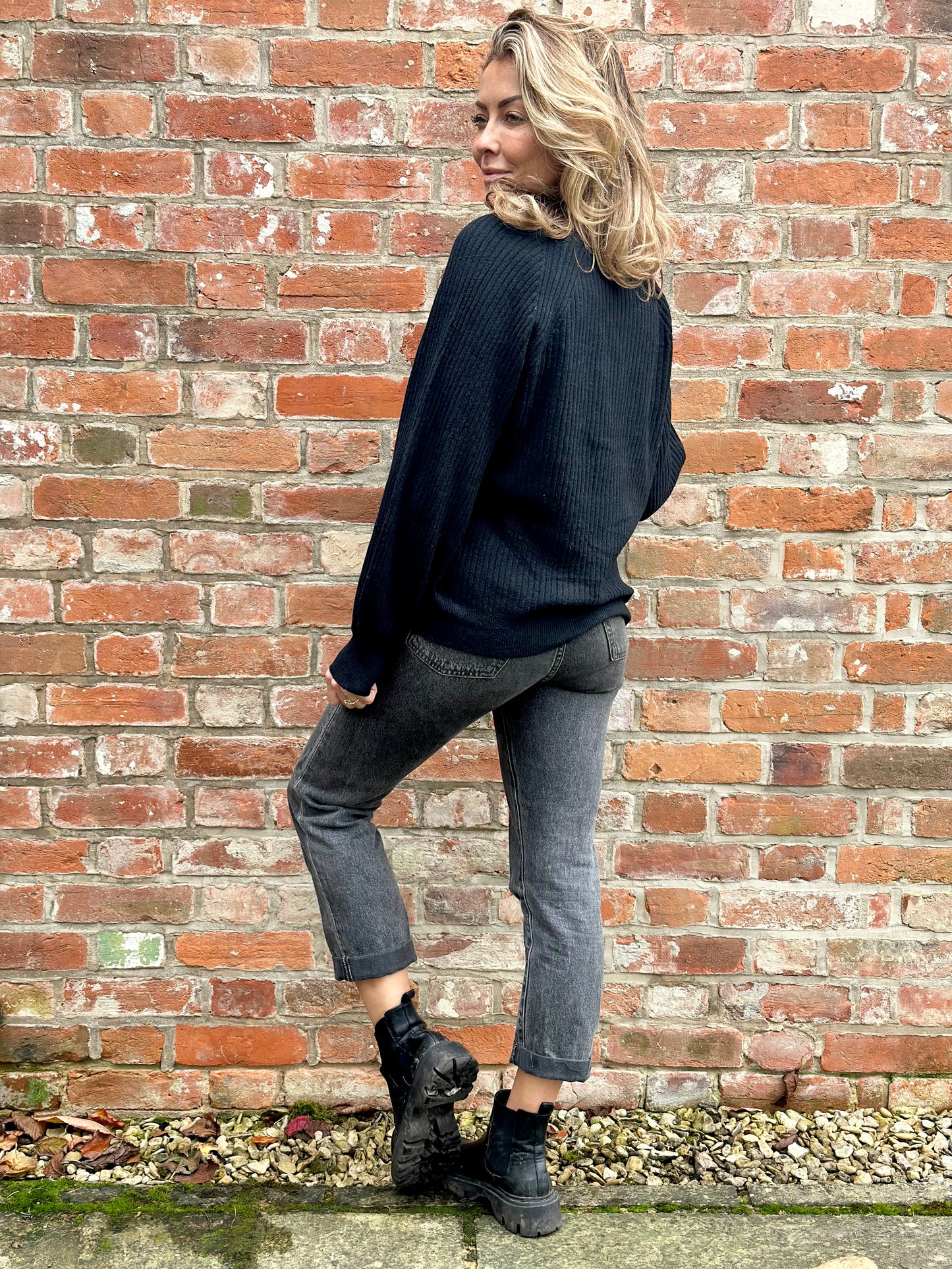 Black Ribbed Cardigan
