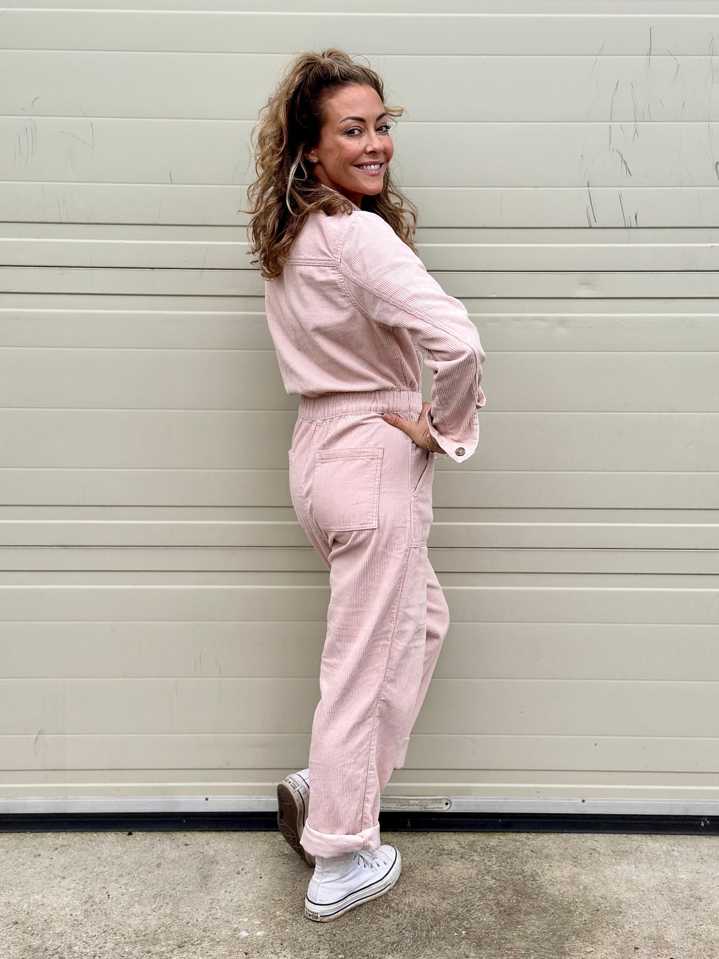 Pink Cord Jumpsuit