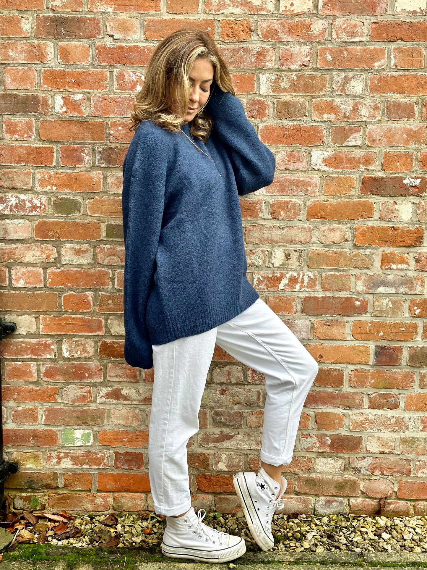 Navy Crew Knit (UNISEX) loo