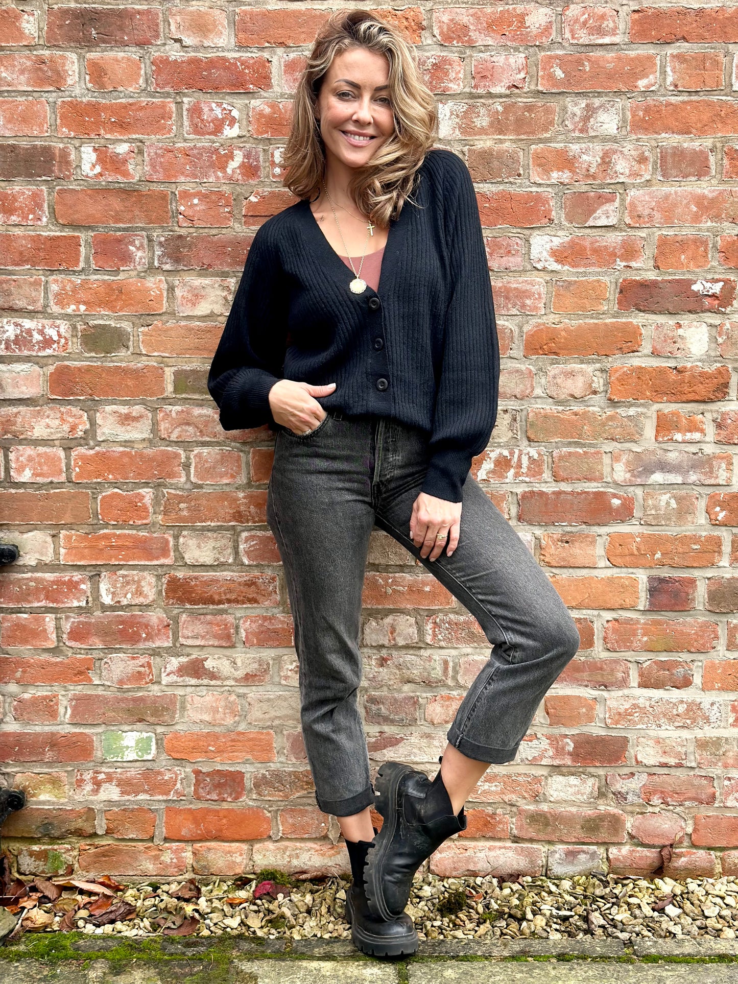 Black Ribbed Cardigan