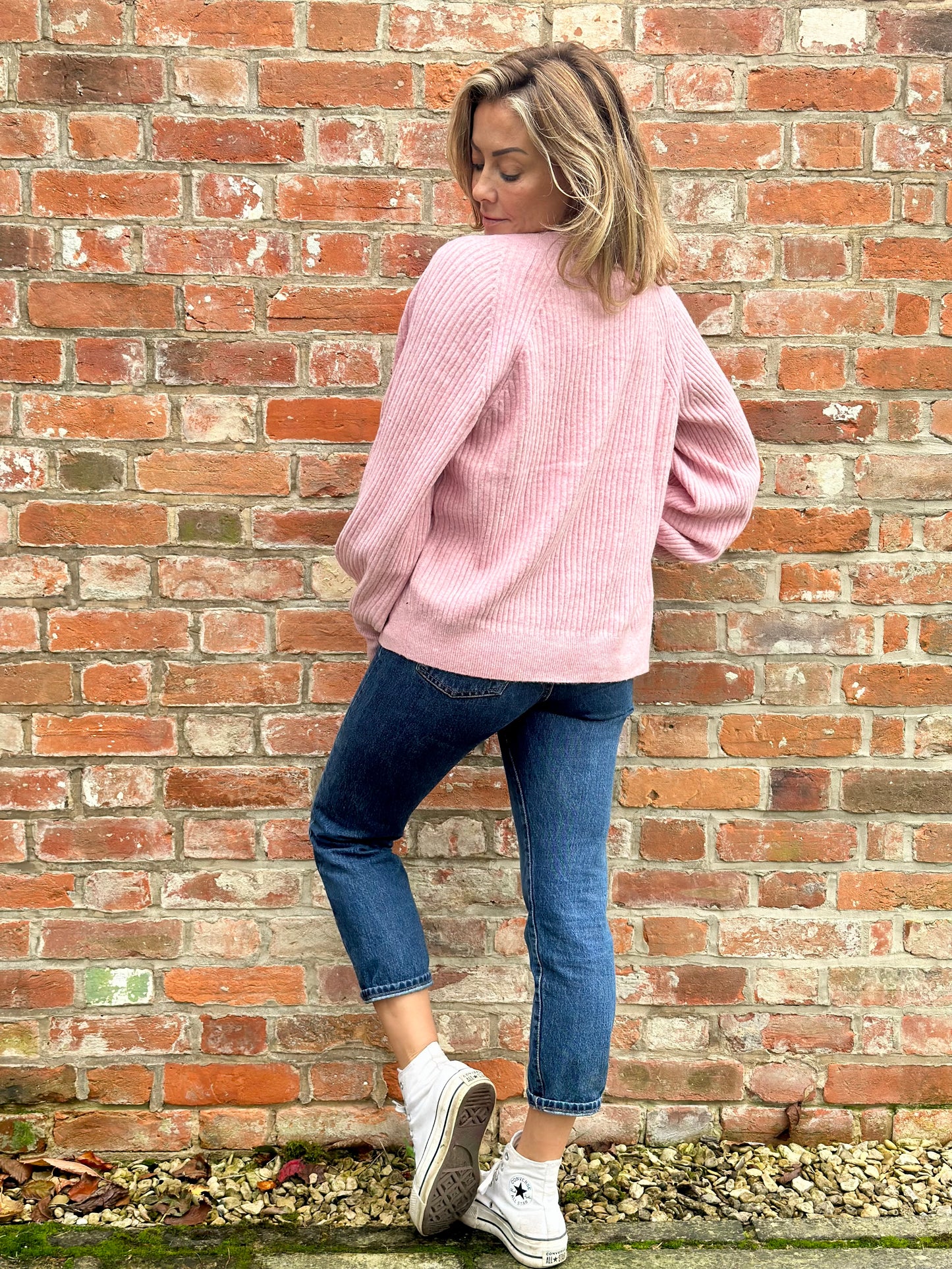 Pink Ribbed Cardigan