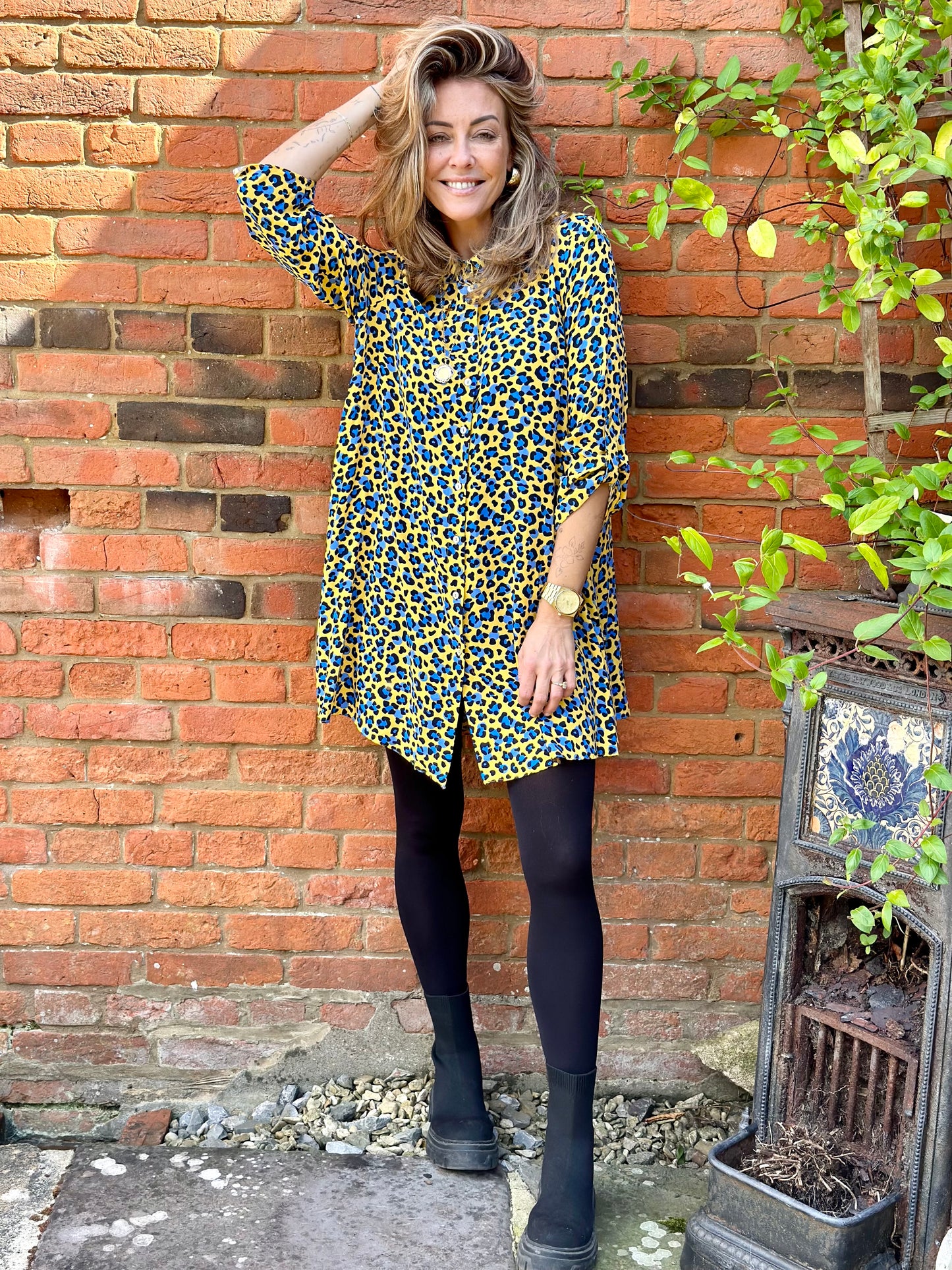 Animal Print Shirt Dress