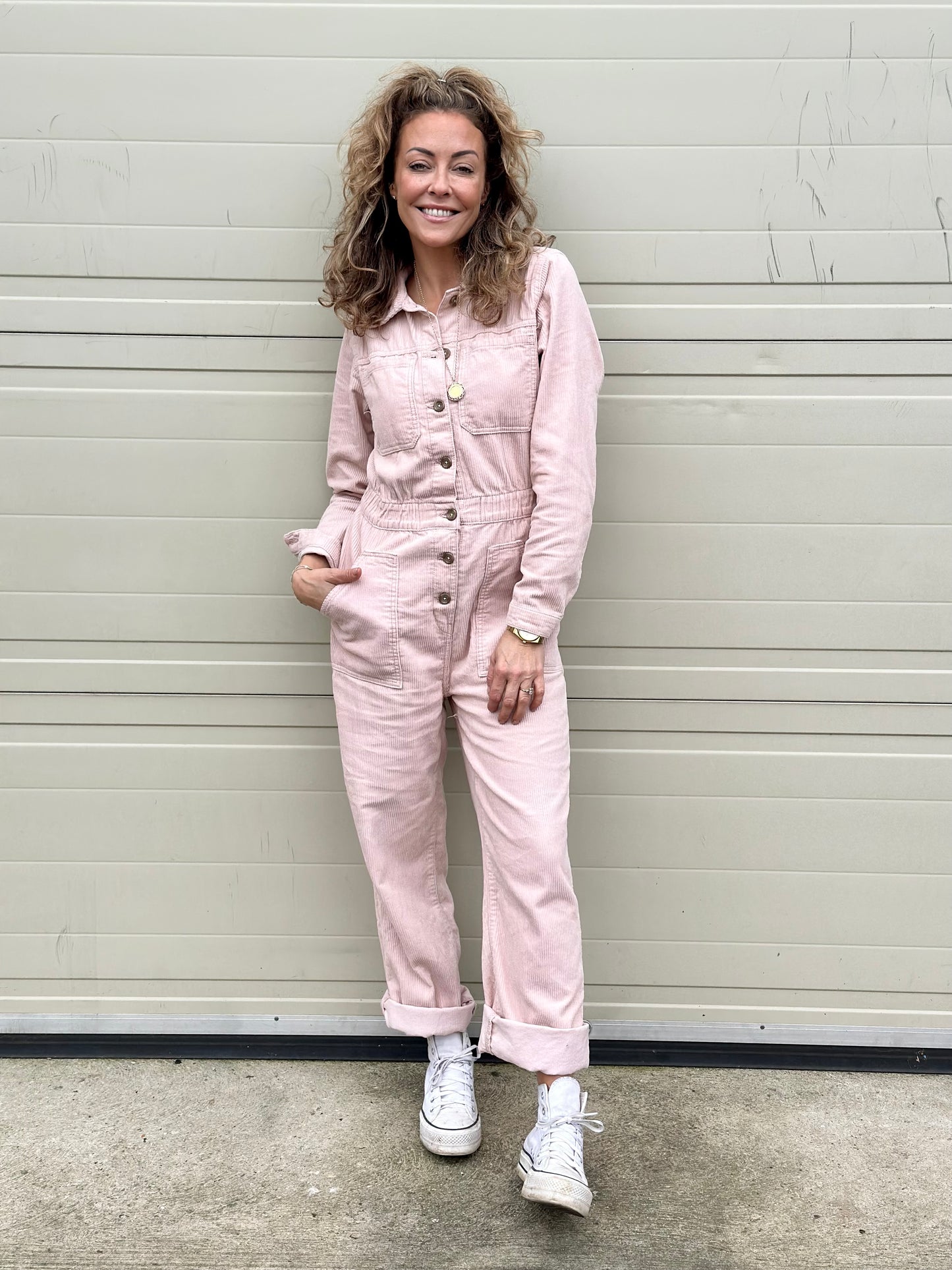 Pink Cord Jumpsuit