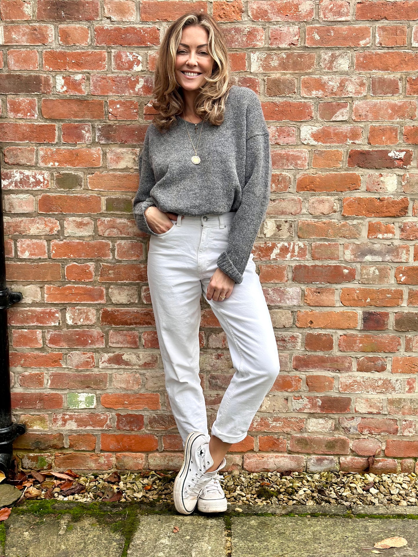 Charcoal V-neck Knit